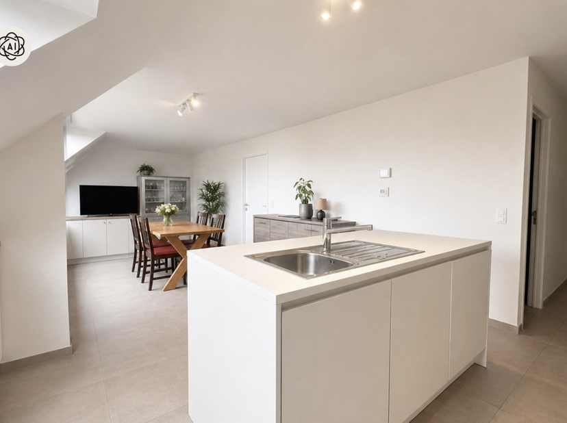 Leuk recent (bj 2023) penthouse met terras en 2 SLK! Goedgelegen nabij invalswegen. Onder registratie rechten!<br />
INDELING: inkomhal met apart gast