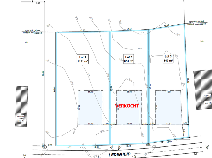 3 BOUWGRONDEN APART TE KOOP IN LUBBEEK VOOR LOT 3 = €300000, LOT 2 = VERKOCHT, LOT 1 = €350000<br />
Mooi gelegen percelen bouwgronden voor open bebou