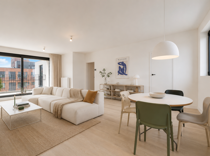 LIGGING<br />
Gelegen in de Kortrijkstraat geniet dit volledig vernieuwde appartement van een uitstekende ligging tussen het bruisende centrum van Dei