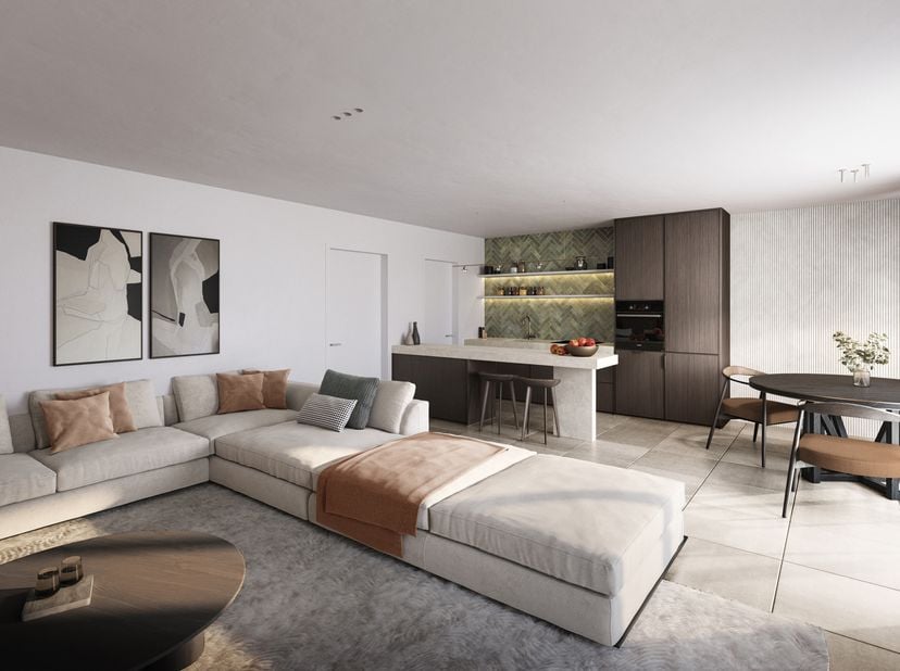 Mooi ruim appartement op de 2de verdieping met een ruime leefruimte met open keuken en aansluitende berging, 2 slaapkamers, badkamer met douche en dub
