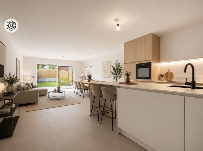 Deze uiterst energiezuinige nieuwbouwwoning (GEOTHERMIE!), nog aan te kopen aan 6% BTW, beschikt over een carport en werd afgewerkt met hoogwaardige m
