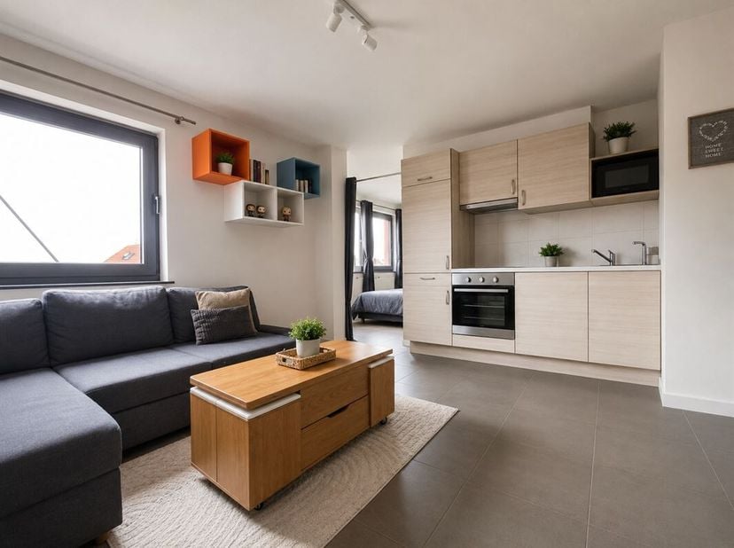 Très beau studio de +/- 34m², dans un immeuble moderne sis au centre ville de Tournai avec un emplacement de parking sécurisé.<br />
Le bien situé au