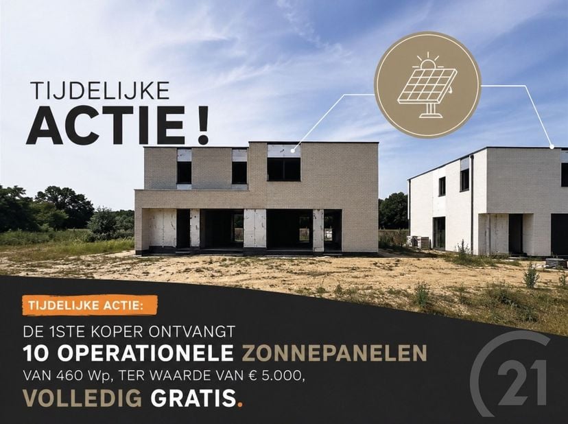 Energiezuinig wonen in een rustige, groene omgeving<br />
<br />
Tijdelijke actie: de 1ste koper ontvangt 10 operationele zonnepanelen van 460 Wp, t