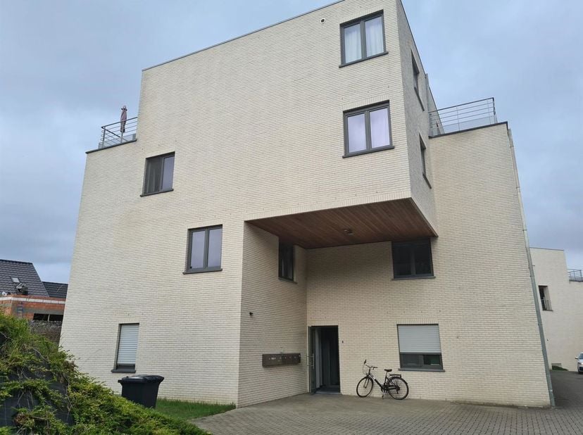 Dit rustig gelegen appartement bevindt zich op de eerste verdieping, aan de achterzijde van een appartementencomplex met lift . Via de inkomhal met ve