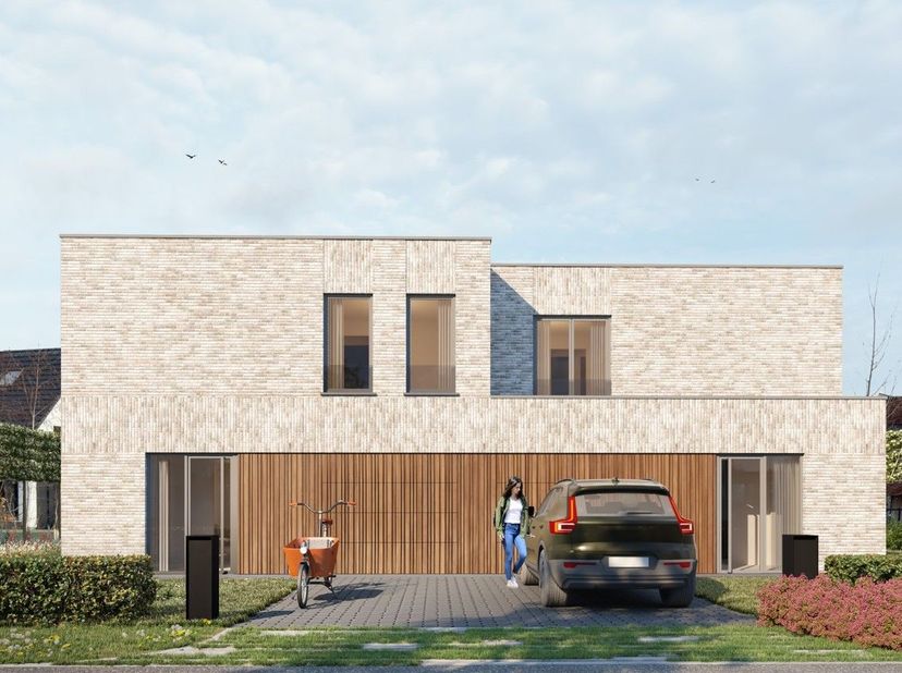 In een nieuwe zijstraat van de Tuttegemstraat in Machelen-aan-de-leie (Zulte) vinden we deze moderne, halfopen nieuwbouwwoning met 3 slaapkamers op ee