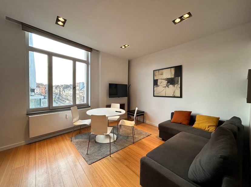 ELSENE, in de zeer gewilde wijk rond de Place du Châtelain, vlak bij het openbaar vervoer. Dit lichte, karakteristieke gemeubileerde APPARTEMENT (1 sl
