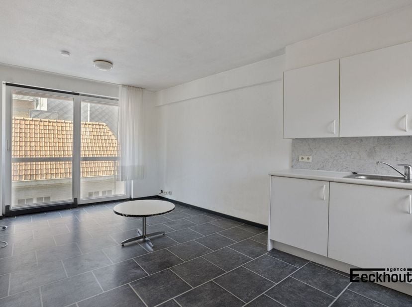 Dit gezellige en instapklare 1-slaapkamerappartement bevindt zich pal in het bruisende hart van Oostende. Van op het terras heb je zicht op de Groente