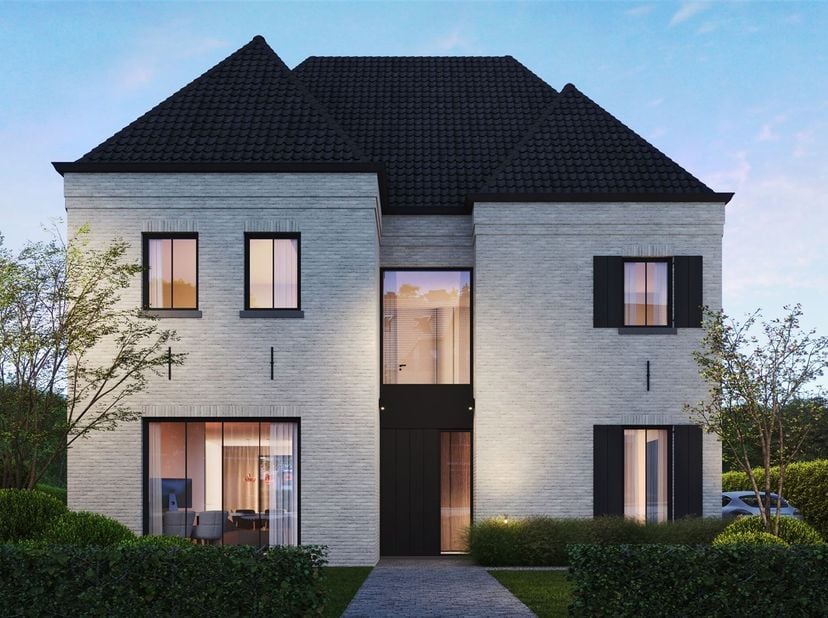 Nieuwbouwvilla (open bebouwing) met stijlvolle architectuur en zicht op groen in Alken.<br />
Omgeving<br />
Gelegen in Alken, een rustige en groene g