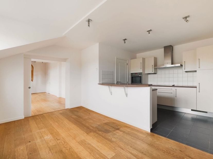 NAMUR, dicht bij alle voorzieningen, prachtig duplexAPPARTEMENT (2 slaapkamers + 1 badkamer) van ± 111 m², volledig gerenoveerd, gelegen op de tweede