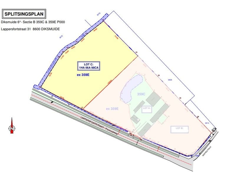Ter hoogte van de Lappersfortstraat te Leke, nabij Diksmuide, bieden we u dit perceel landbouwgrond (weiland) aan met een exacte oppervlakte van 1ha 0
