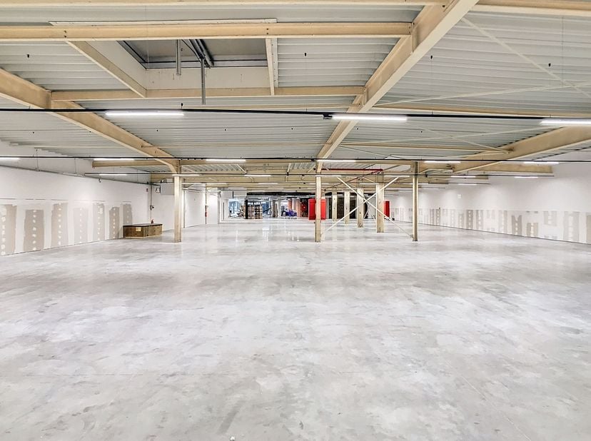 Het handelspand bestaat uit een beschikbare winkelruimte van ca. 1200m², voorzien van een polybetonvloer, verlichting, warmteblazers, bergruimte en sa
