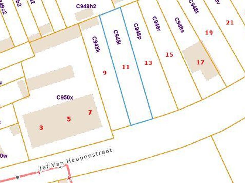 BOUWGROND VOOR HALFOPEN BEBOUWING (514 m²)<br />
<br />
Bouwgrond voor halfopen bebouwing met een totale oppervlakte van 514 m², en een breedte van 10
