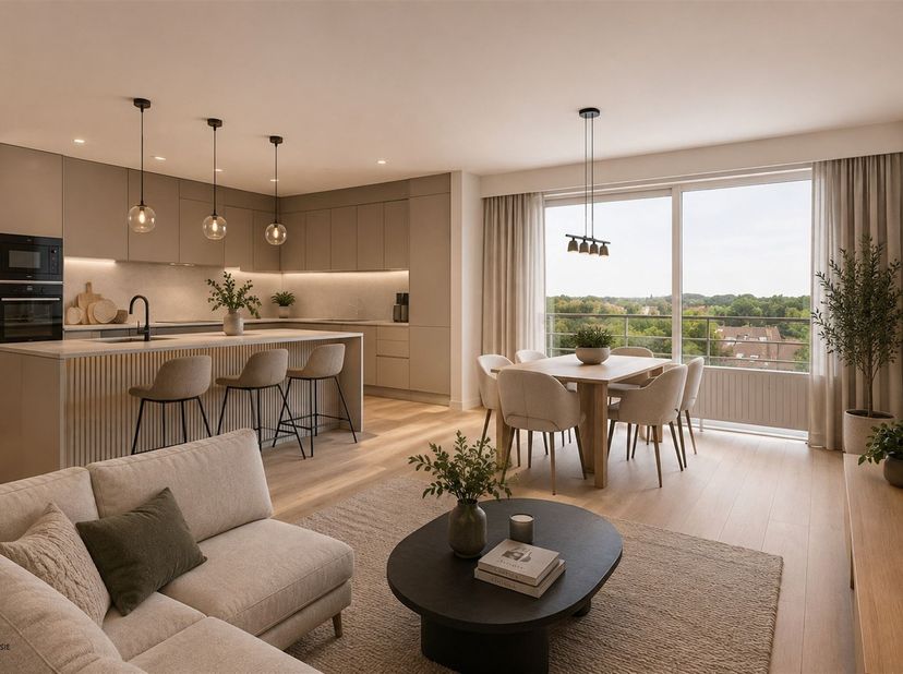 Op te frissen ruim appartement (EPC B) met 2 slaapkamers, 2 terrassen en ondergrondse staanplaats met berging bevindt zich op een uitstekende locatie