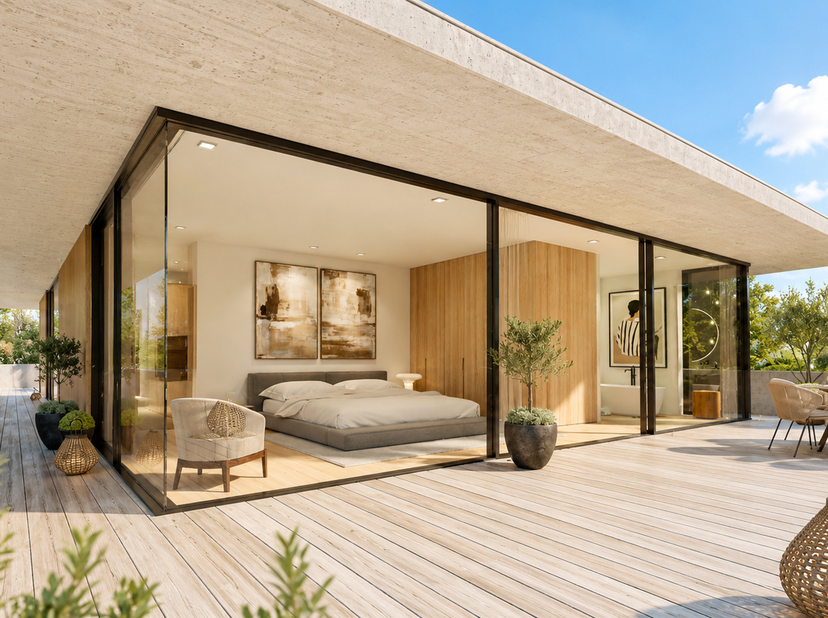 Dit project, ontworpen door architect Bruno Erpicum, ligt aan een elegante woonstraat in Prins van Orange en omvat slechts drie uitzonderlijke apparte