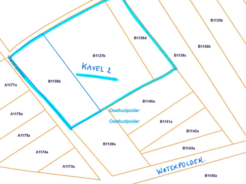 KAVEL 2: PERCEEL AKKERLAND - <br />
<br />
Perceel akkerland, Moerkerke, Den Hoorn, nabij de Waterpolder, ter plaatse genaamd "De Groene", sectie B, n