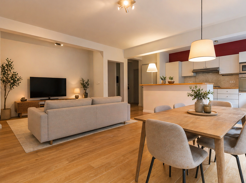 Gelegen in het hart van het centrum van Waver, in de voetgangerszone, ontdekt u dit mooie volledig gerenoveerde appartement met 2 slaapkamers.Met een