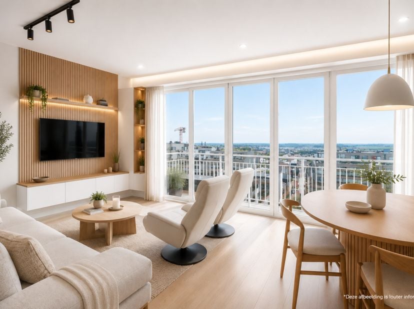 Deze ruime en lichtrijke studio met zonnig terras bevindt zich op de 9de verdieping van Residentie Normandie (Zeedijk 122) in Middelkerke, recht op de