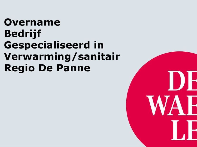 Overname van een sanitair en chauffage bedrijf in De Panne.<br />
Dit succesvolle en goed georganiseerde bedrijf is gespecialiseerd in het installeren