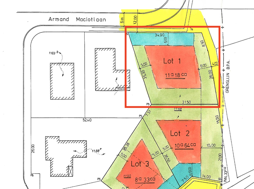 ZUIDWESTELIJK GERICHTE BOUWGROND VOOR OPEN BEBOUWING VAN 11A18CA IN RESIDENTIËLE VILLAWIJK TE GENK (MOLENBLOOK)<br />
In de smaakvolle villawijk Molen