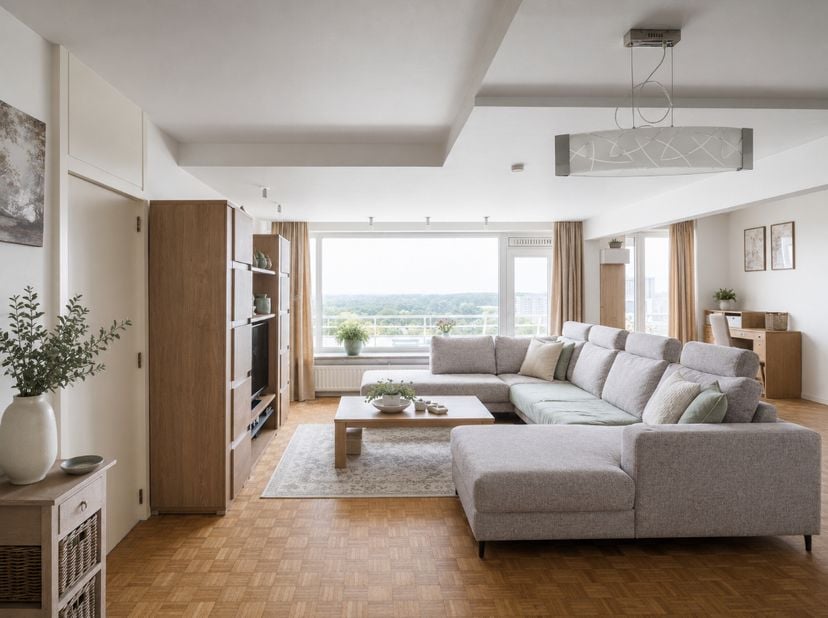 Ruim hoekappartement (ca. 155 m2) met onder meer drie slaapkamers en een westgeoriënteerd terras, gelegen op de elfde verdieping van Residentie Rijsen