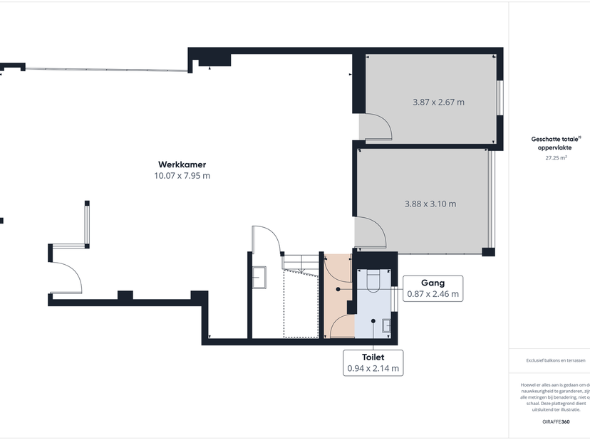 Dans l'ensemble :<br />
<br />
Disposition :<br />
- grand espace ouvert qui peut encore être aménagé par vous-même<br />
- 2 bureaux<br />
- toilette