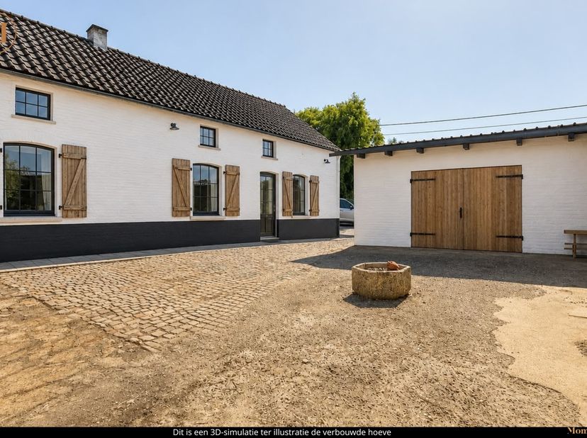 CHARMANTE ,TE RENOVEREN VIERKANTSHOEVE MET RUIME GARAGE OP IDYLLISCHE LOCATE IN DE GROENE OMGEVING VAN DE WIDDDINGENSTRAAT IN WELLEN (BERLINGEN) <br /