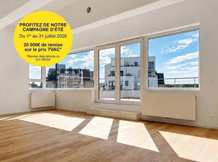 PROFITEZ DE NOTRE CAMPAGNE D'ÉTÉ - Remise* de 20.000 € TVAC jusqu’au 31 juillet, pour tout compromis signé au plus tard le 10 août 2026. *Remise déjà