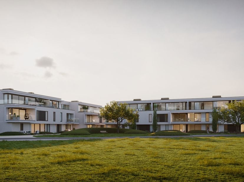 Gelijkvloers stijlvol nieuwbouwappartement opp 95 m² gelegen in een zeer rustige buurt aan de rand van het centrum van Alken. Scholen en sportcentra o