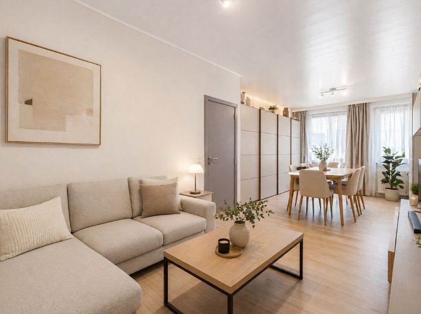 [[ DIT PAND NEEMT DEEL AAN DE ERA OPEN HUIZEN DAG OP 13/6 VAN 11:00 TOT 12:00 ]] De Panne: 2-slaapkamer gelijkvloers appartement met koer! Dit 2-slaap