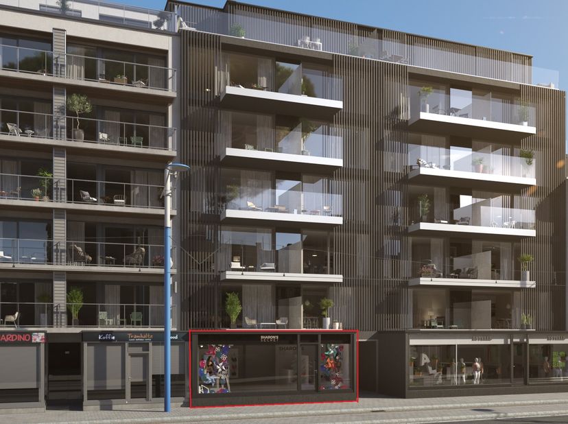 Deze casco-handelsruimte met een oppervlakte van 99,78 m², is gelegen in een nieuwbouwresidentie te Koksijde, Koninklijke Baan.<br />
Is vlot bereikba
