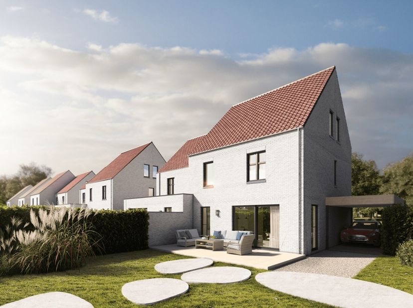 WONING 4: Stijlvolle half-open bebouwing met een woonopp. van 197,35 m² + terras 22,75m² + carport gelegen op een perceel van 7a14ca, met een straatbr
