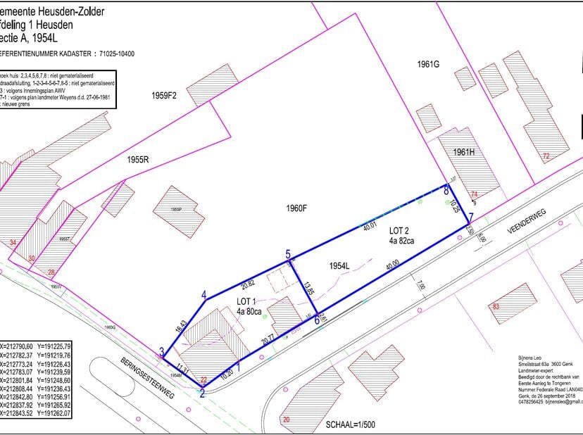 Projectgrond met verkavelingspotentieel – LOT 2 + perceel 1960F<br />
Langs de Beringersteenweg (N72) in Heusden-Zolder wordt deze uitzonderlijke ontw