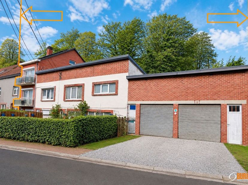 Pour projet immobilier ou à rénover : ensemble de 3 habitations, deux garages et terrain avec 2 x 25 m de façade sis en zone d'habitat au plan de sect
