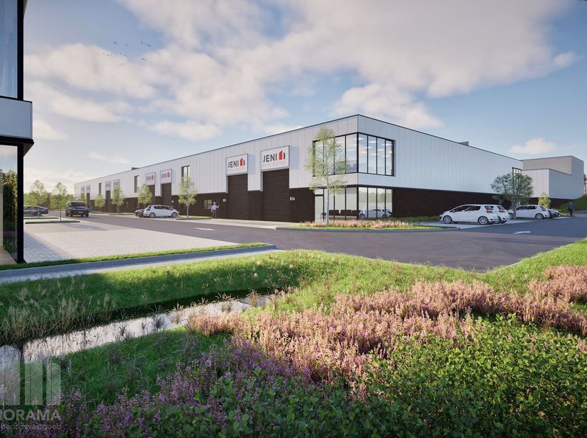 Nieuwbouw KMO-unit van 792&amp;nbsp;m² met mezzanine/bureau van 108 m² te koop met prachtig uitzicht op de velden, deze unit maakt deel uit van de gloedni
