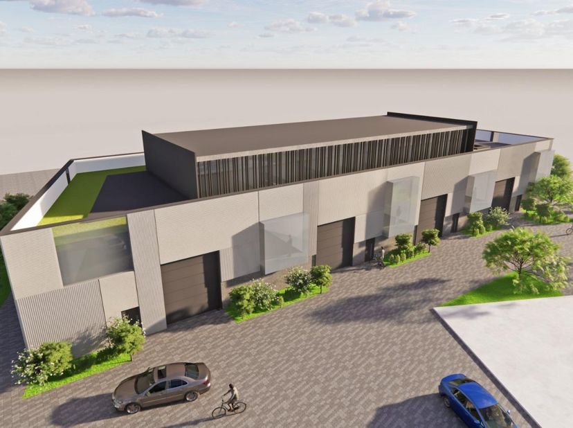 11 moderne KMO‑units te koop in een strategisch, vlot bereikbare omgeving.  De oppervlakte van de units varieert van 210m² tot  857m².   Bij de groots