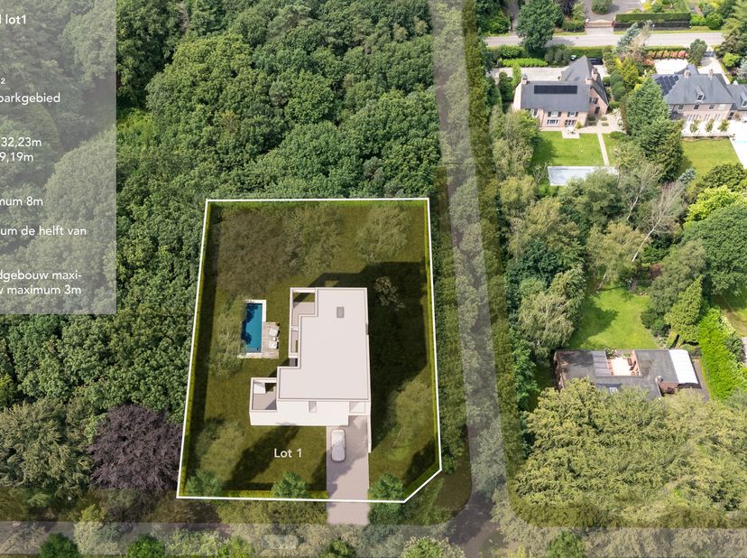 Schitterend villaperceel van ca. 2.239 m² voor de oprichting van een eengezinswoning, gelegen op de hoek van de Ganzendreef en Bosduivenlaan. Deze vil