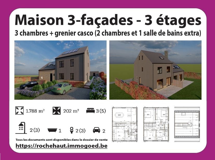 Te koop – Moderne nieuwbouwwoning met 3 verdiepingen (oplevering 2026) in Rochehaut (Bouillon)<br />
Ontdek deze prachtige moderne nieuwbouwwoning (ha