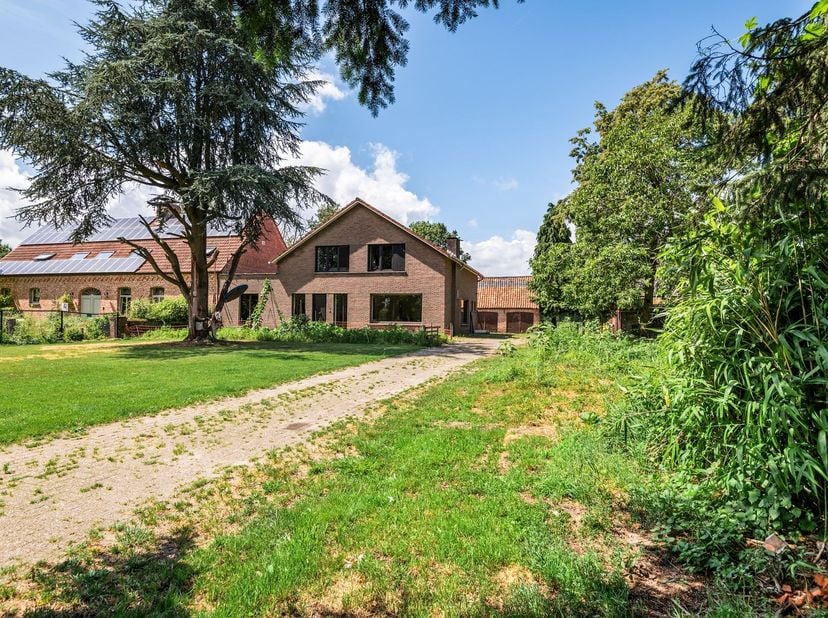 Rustig gelegen hoeve met schuur, stal en weilanden, totaal ca. 13.333 m², perfect voor een dierenliefhebber<br />
<br />
We betreden de hoeve via ee