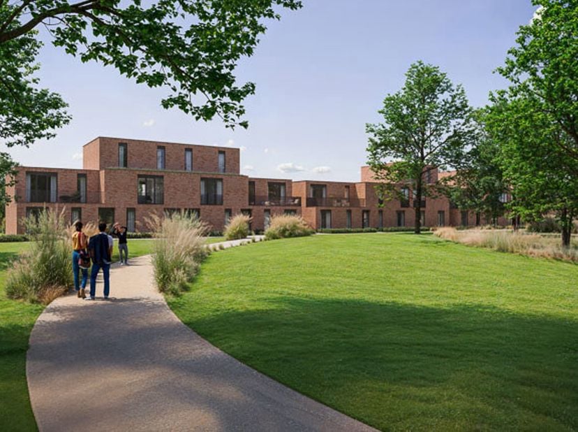Appartement A103<br />
Duurzaam, mooi nieuwbouwappartement (88m²) met 2 slaapkamers en een terras gelegen in een groene parkomgeving in hartje Lommel.