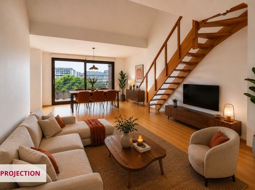 Idéalement situé à proximité immédiate du quartier de l’OTAN, Expat Housing vous propose ce très beau duplex penthouse non meublé de 120 m², situé dan