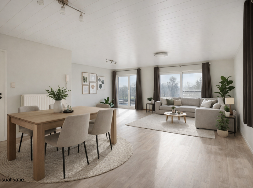 Dit ruime appartement van 130 m² bevindt zich op de eerste verdieping boven de Basic-Fit, naast de Hanuitsesteenweg 171 in Landen. Hier combineer je e