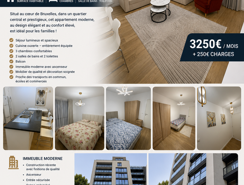                                         Appartement te huur in Etterbeek, € 3.250
