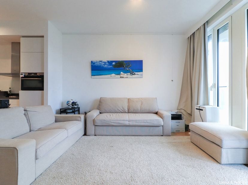 ETTERBEEK, ideaal gelegen tegenover de Europese instellingen. Prachtig gemeubeld APPARTEMENT (1slpk/1dchk) van ±58m² met terras. Gelegen op de 10de ve