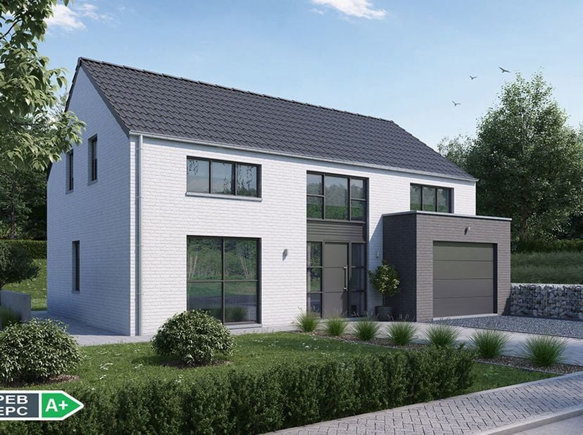"VILLA 4 FAÇADES PEB A+ HAUTE PERFORMANCE ÉNERGÉTIQUE &amp;amp; QUALITÉ TRADITIONNELLE<br />
Découvrez ce projet de villa 4 façades à l’architecture soign