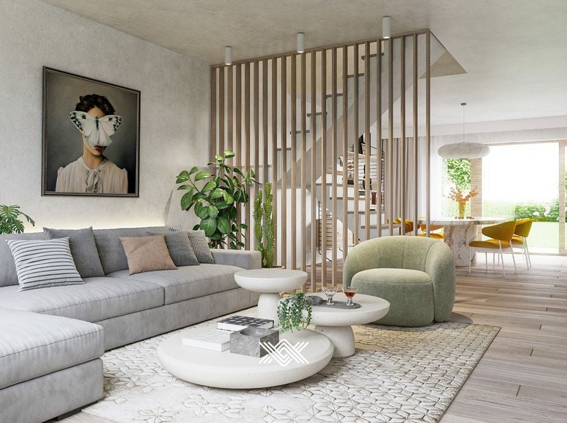 Deze comfortabele nieuwbouwwoning met een bewoonbare oppervlakte van 184 m² is gelegen op een perceel van 246 m². De indeling op het gelijkvloers is a