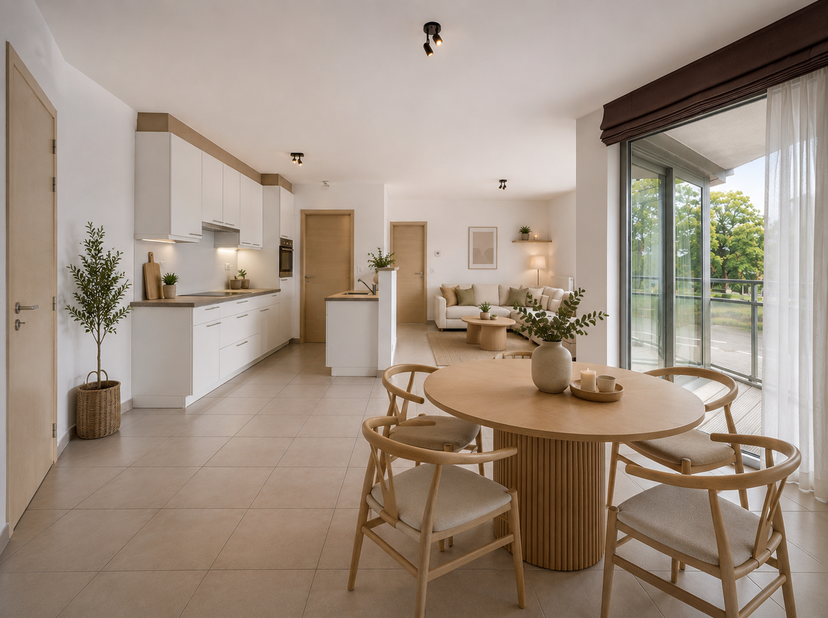 Erembodegem centrum! Ontdek dit 100% instapklare (gelijkvloers) appartement, gebouwd in 2012, op een uitstekende locatie, aan het station, op wandelaf