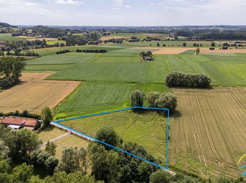 Pâturage de 37a08ca situé à la campagne<br />
Pâturage au calme d'une superficie de 3 708 m², situé en bordure de la rue De Pacht à Waarbeke, à hauteu