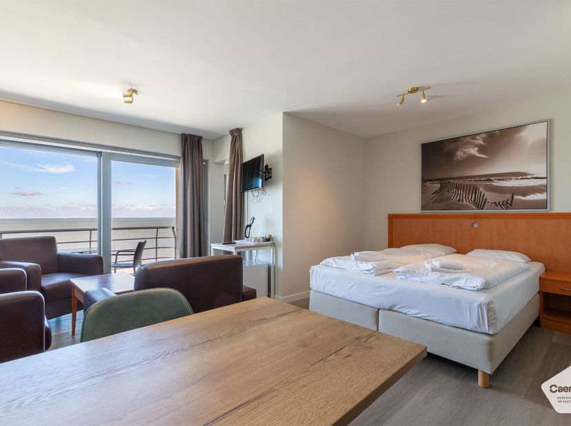 Centraal gelegen één slaapkamer appartement met zicht op zee.<br />
<br />
Bij het binnenkomen komt u meteen terecht in de lichtrijke leefruimte met r