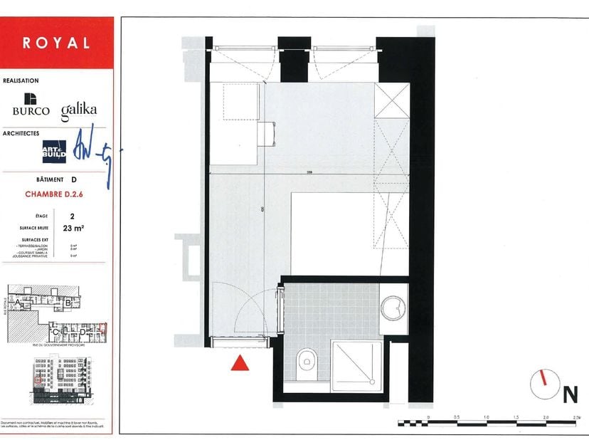 Deze aangename studentenstudio is gelegen op de tweede verdieping en heeft een bruto-oppervlakte van ca. 23 m². De studio bestaat uit een private leef