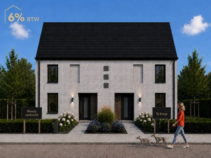 LINKER WONING REEDS VERKOCHT - RECHTER WONING NOG BESCHIKBAAR<br />
<br />
Twee energiezuinige halfopen nieuwbouwwoning met mogelijkheid tot kantoorru